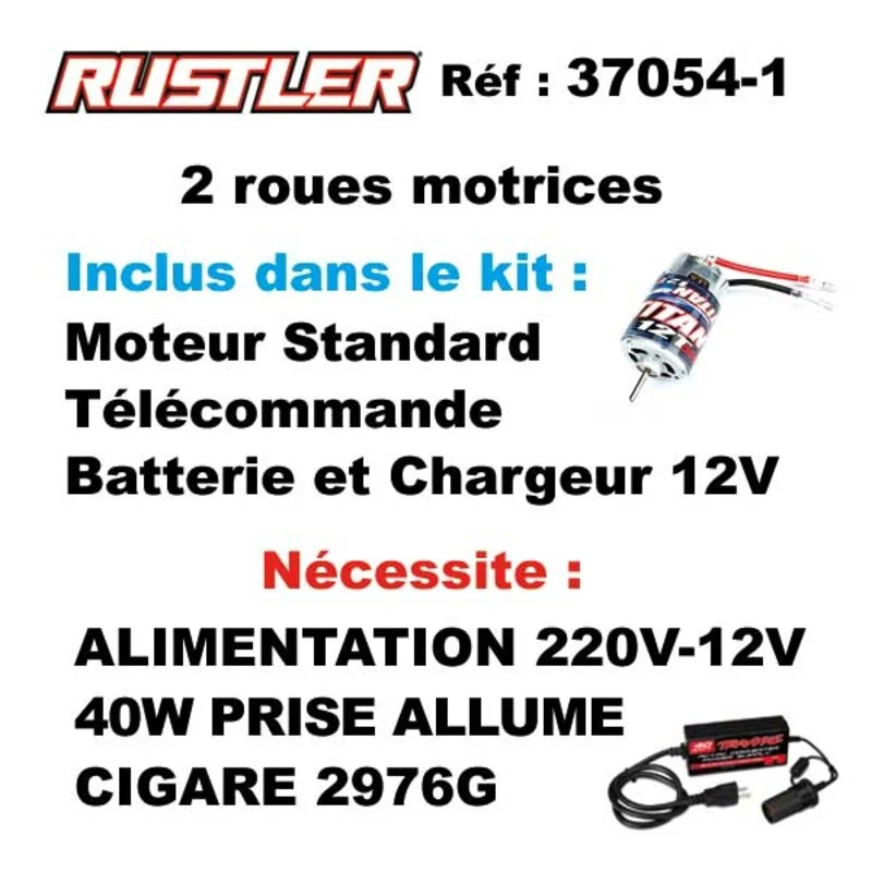 Traxxas Rustler 4x2 Spazzolato Con Batteria / Caricabatterie - immagine 2